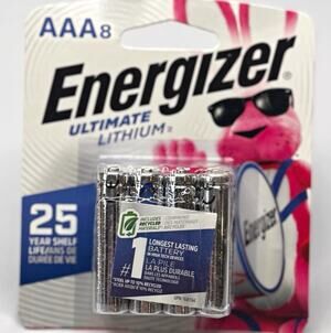 Energizer Ultimate Lithium AAA Batteries (8 Pack), 1.5V Lithium for High Drain